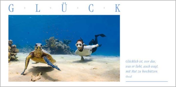 GLÜCK Grußkarte - Unterwasser Begegnung Meeresschildkröte