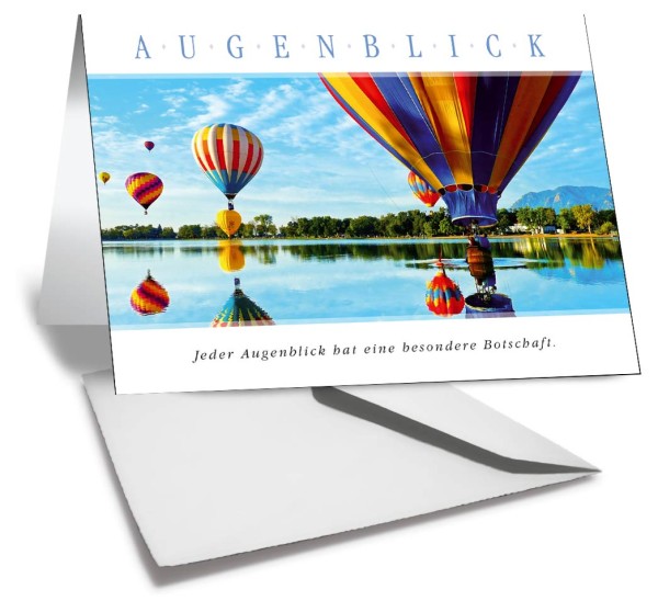 Grußkarte AUGENBLICK - Heissluftballone am See
